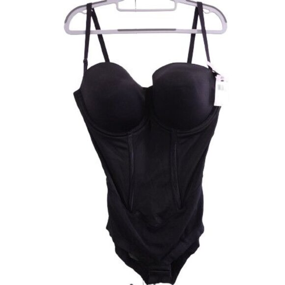 NEW Maidenform Firm Tummy-Control Easy Up Strapless Bodysuit Black Size 40D 1256 - Picture 1 of 5